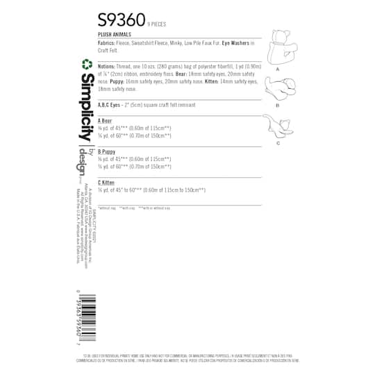 Simplicity® Pattern CS9360